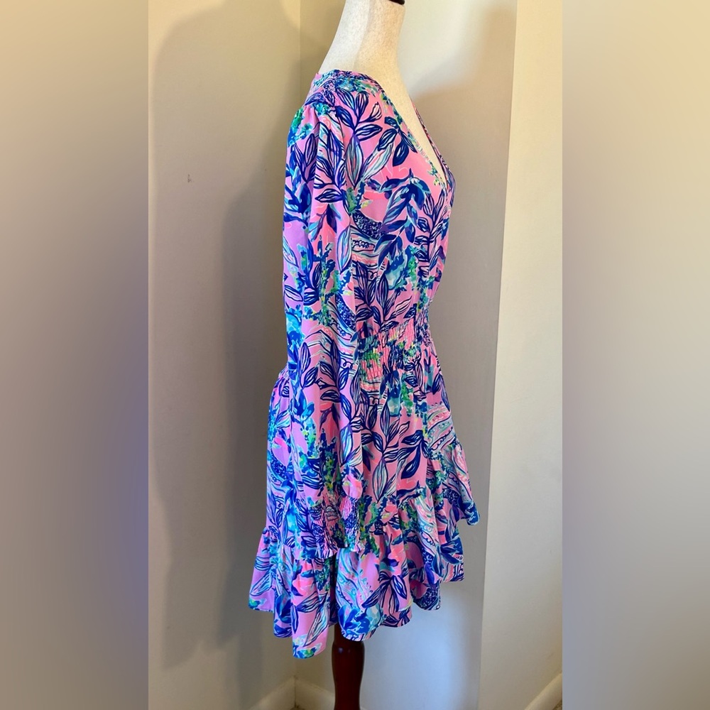 Lilly Pulitzer SZ 8 NWOT Cristiana Stretch Mini Dress in Just a Lil Jelly Pink - Picture 5 of 5